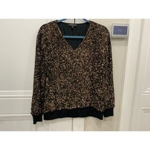 LAFAYETTE Sequin Embellished Long Sleeve V‎ neck top